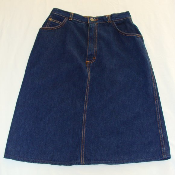 Vintage GITANO Dark Wash Denim JEAN SKIRT Sz 10 - Picture 1 of 7